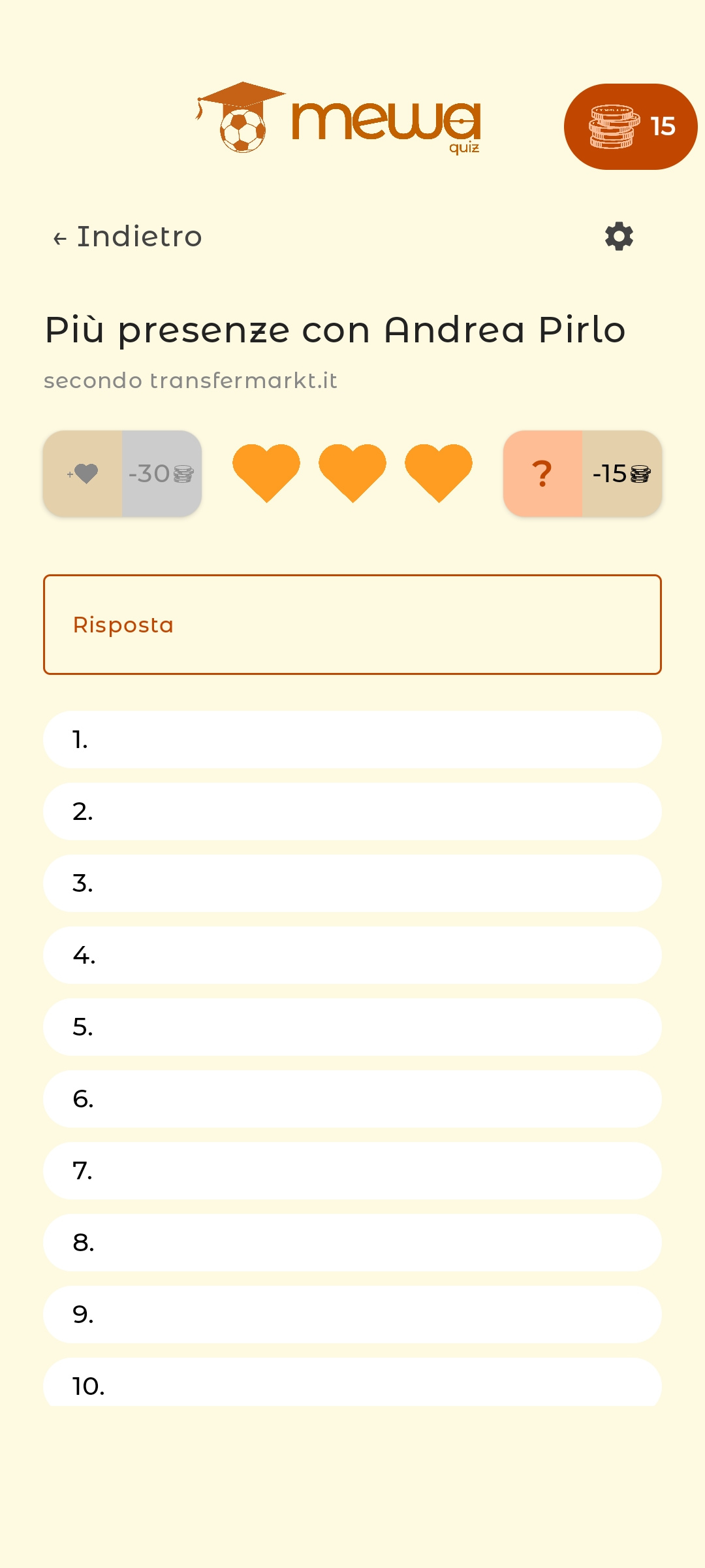 Quiz screen